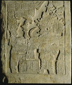 Lintel 53 Yaxchilanista, Chiapasista, Meksikosta, myöhäisklassinen aika (600-900 jKr)